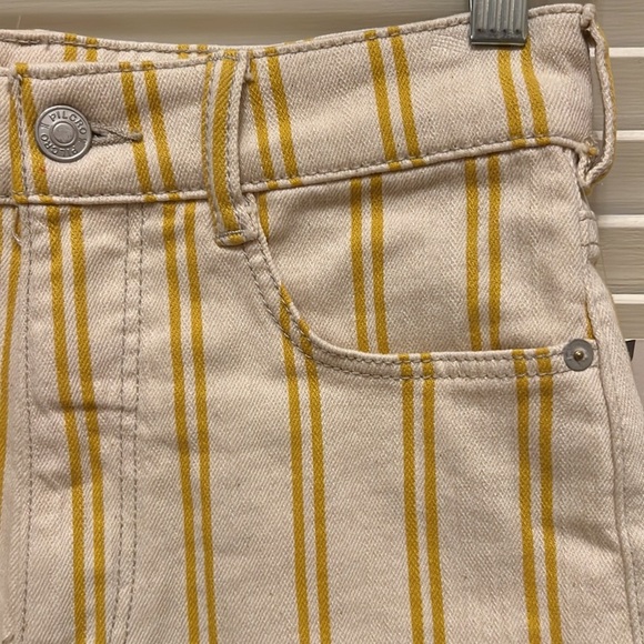 🎉HP🎉. 19. Anthropologie Pilcro High Rise Denim Shorts /Mustard & Cream Stripes - Picture 6 of 16